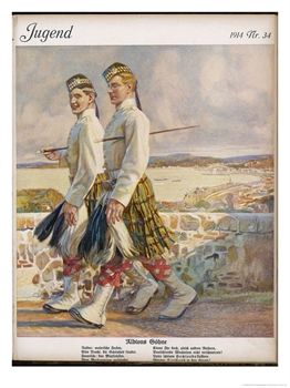 Two Scottish Soldiers in Walking-Out Dress at Oban Giclee Print